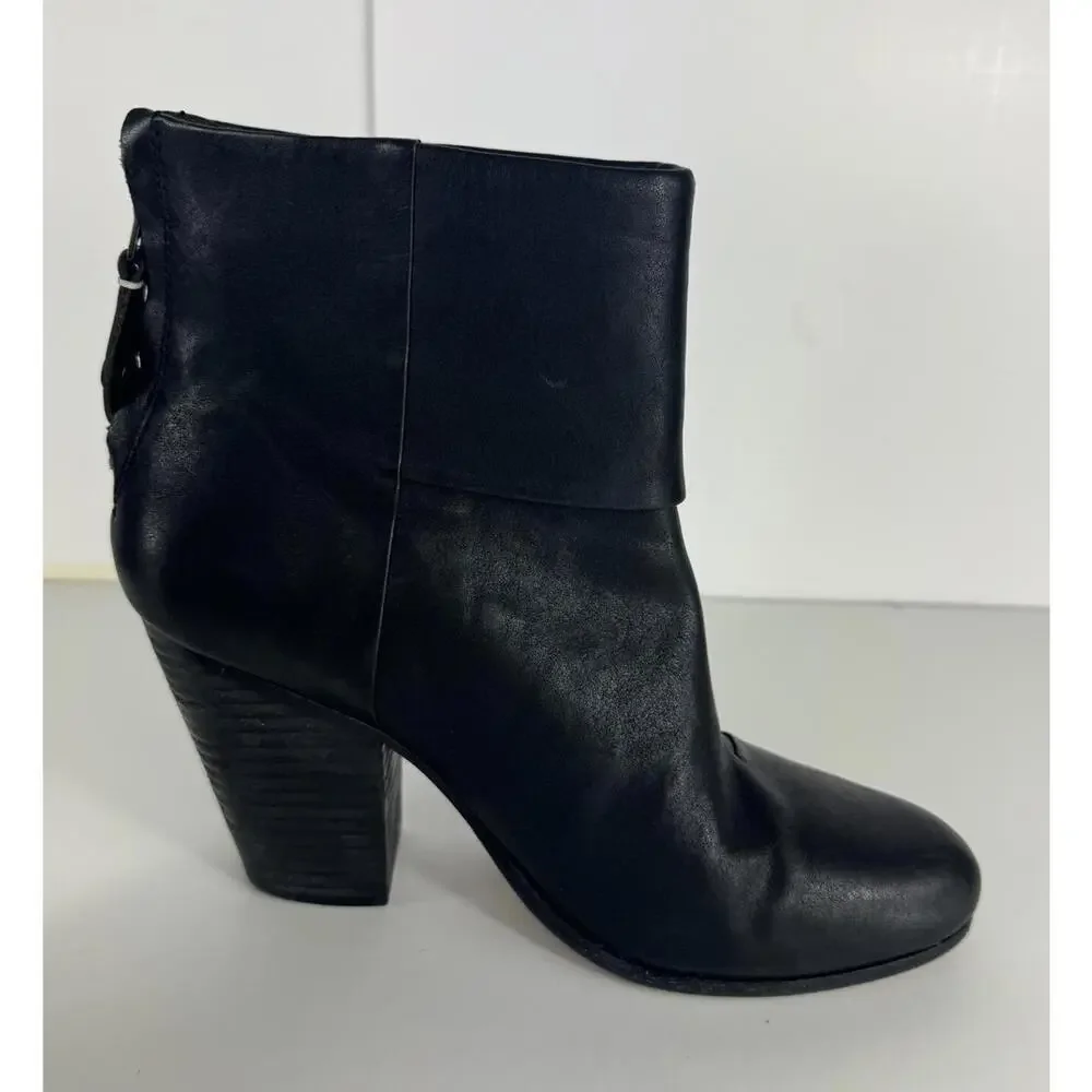 Rag & Bone Black Newbury 2.0 Boots Zip Chunky Leather EU 38.5 US 8.5 $550